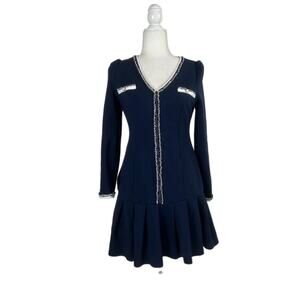 SMFAN preppy blue long sleeved drop waist dress, size xl